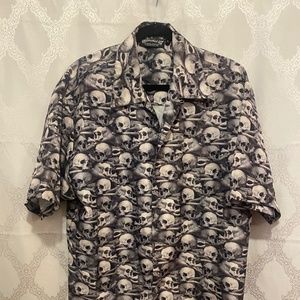 Skull button down mens shirt